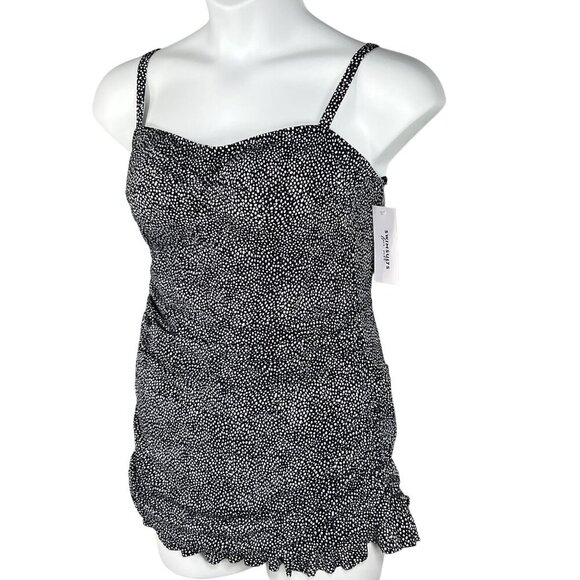 Swimsuits For All 14 Black White Polka Dot Swimdress Marilyn Monroe Inspired - Picture 7 of 12